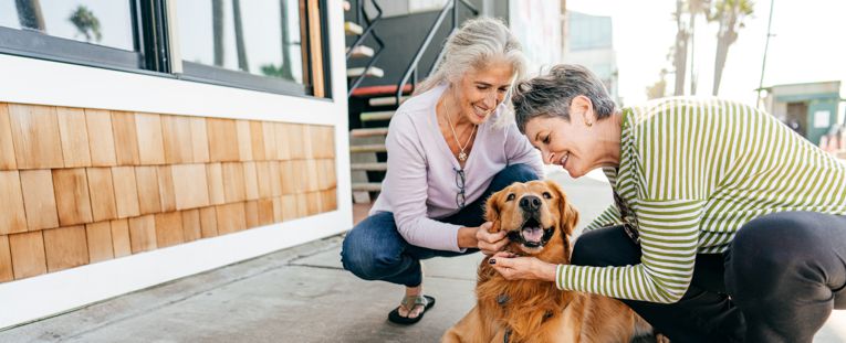 senior-women-petting-dog
